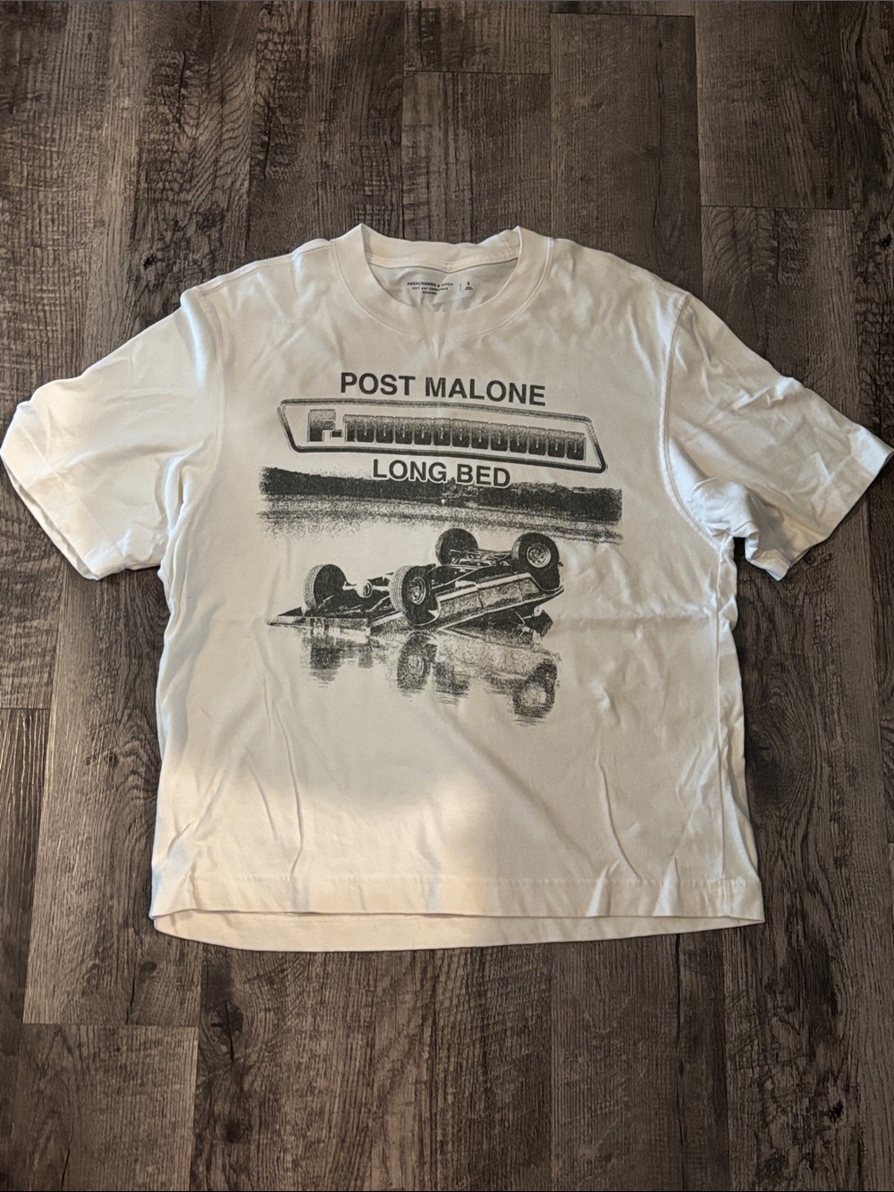 Abercrombie & Fitch Post Malone Graphic Tee - Cream and Black - Size Small